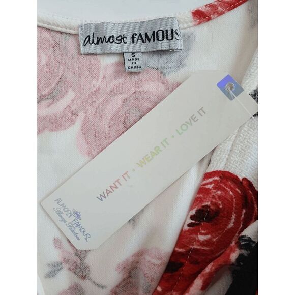 🌹 Almost Famous Framed Wrap Front Colorblock Floral Rose Print Dress SIZE S NWT - Picture 7 of 12
